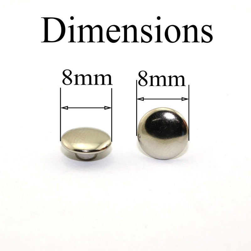 RuiLing 120pcs 8x8mm Silver Double Cap Rapid Rivets Round Head Decorative Rivets DIY Leather Craft Studs 5/16 inch - Image 4